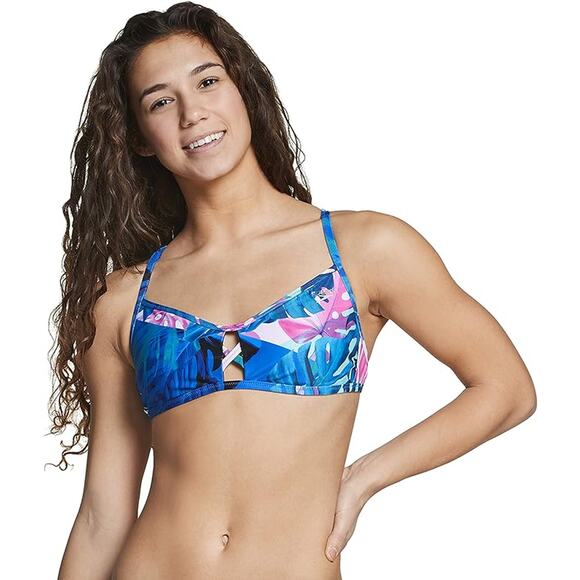 NEW Speedo Women's Swimsuit Top Bikini Lite Tie Back Print X-SMALL - Picture 1 of 2